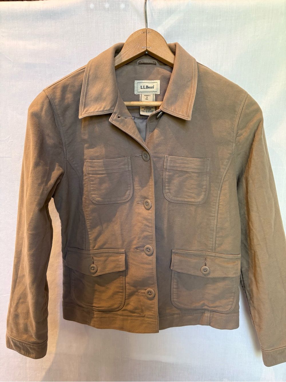 L.L. Bean Women's Tan Cotton Button-Front Jacket Size Small Reg Lined